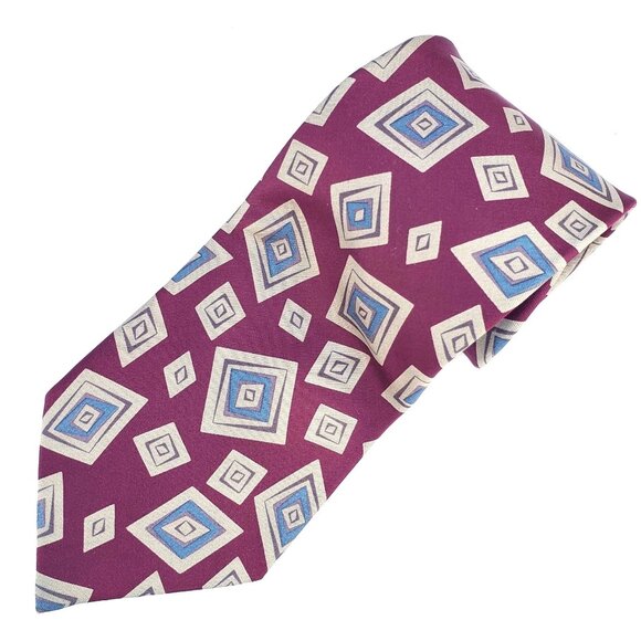 Burberrys of London Tie Silk Oxblood Abstract Pattern Cravat 3.75" Wide NWOT - Picture 8 of 10